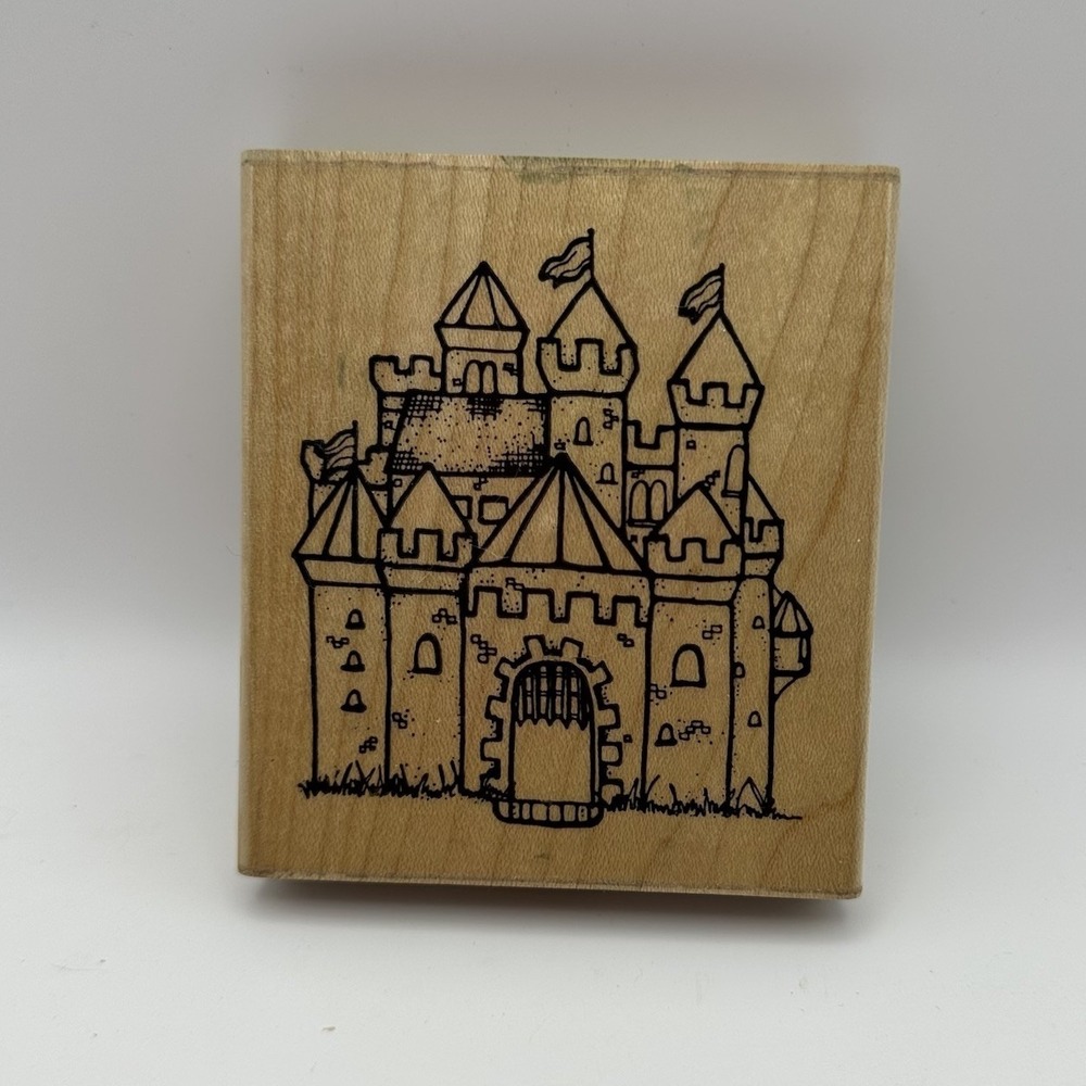 DOTS Castle Q149 Dreams & Dragons Fairytale Wood Mount Rubber Stamp Vintage 1996
